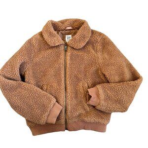 Gap Kids Tan Sherpa Zip Up Jacket L